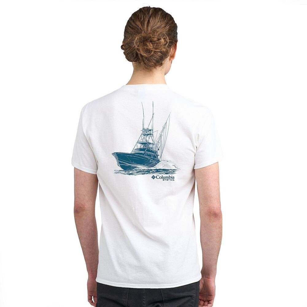 

Мужская футболка с короткими рукавами и рисунком Columbia PFG, цвет White Boat