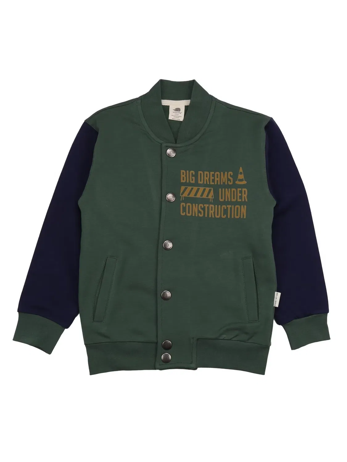 Худи на молнии Walkiddy Crazy Machines Bomber Jacket зеленого цвета