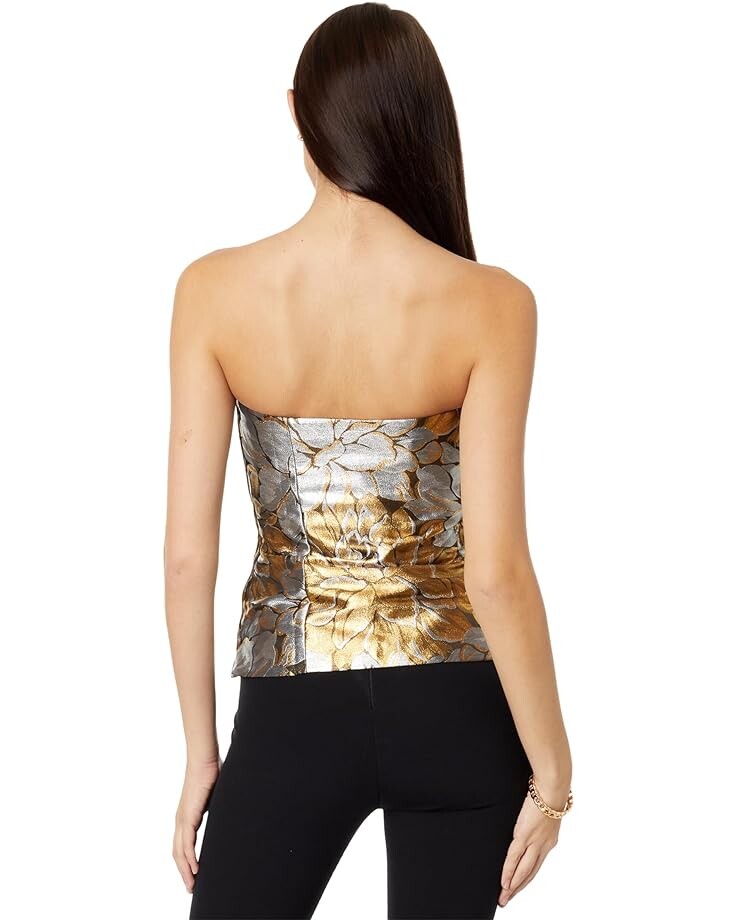 

Топ Lilly Pulitzer Camilo Strapless Floral Jacquard Top, цвет Gold Metallic Peony Parade Brocade