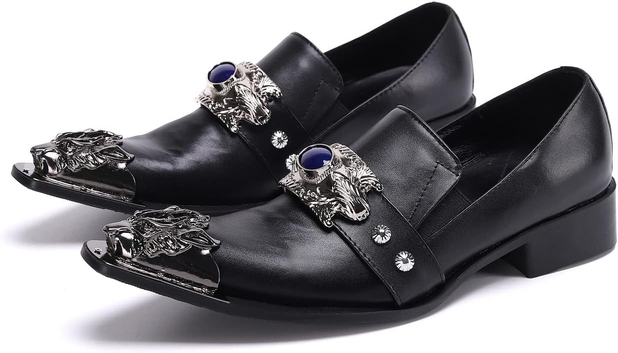 

Мужские классические лоферы Santimon с металлическим заостренным носком в виде дракона, из натуральной кожи с кристаллами, без шнуровки, для свадьбы, деловых мероприятий, с ремешком, для смокинга, модные формальные туфли, черный