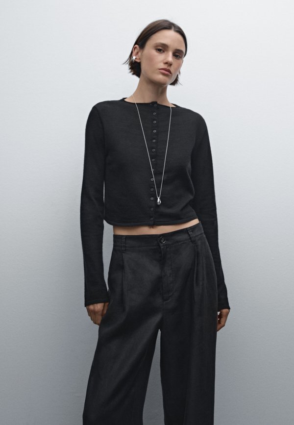 

Широкие брюки средней посадки Massimo Dutti, черный