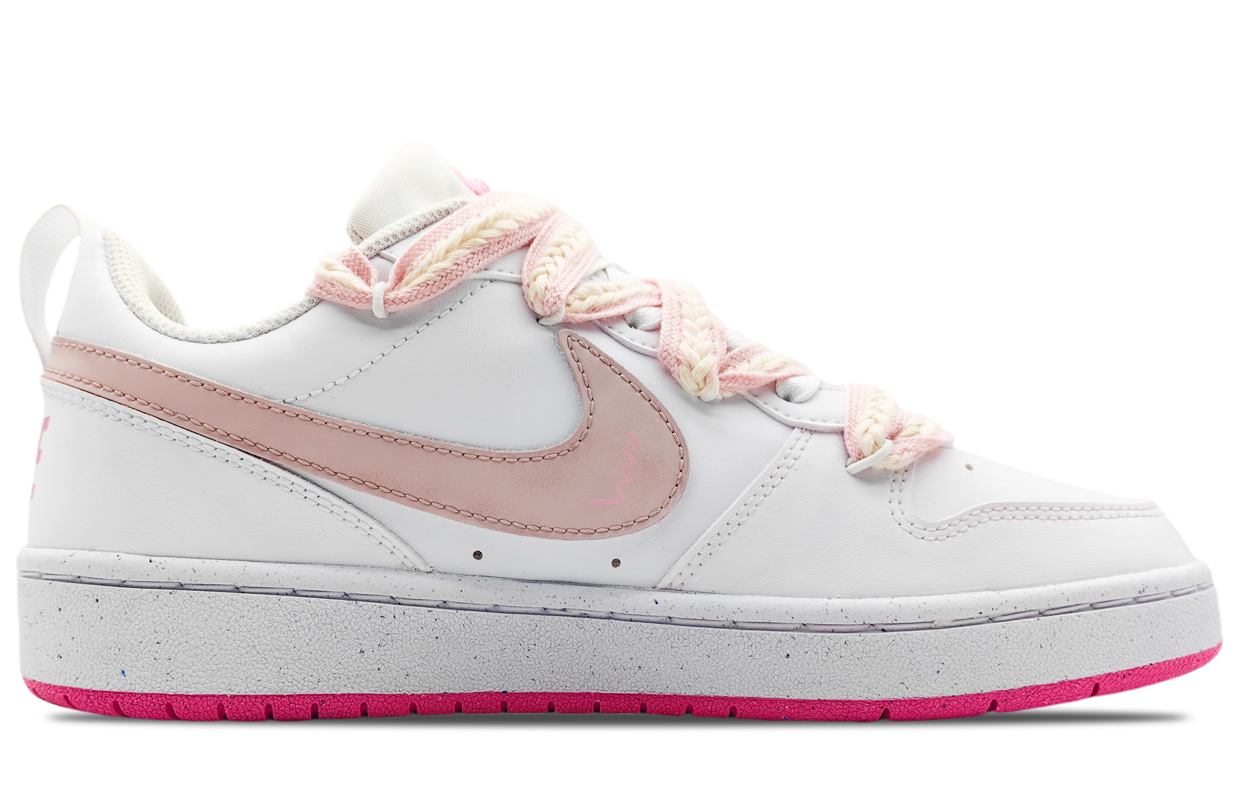 

Кроссовки Nike Court Borough Skateboard Shoes Women's Low-Top White Pink, Белый, Кроссовки Nike Court Borough Skateboard Shoes Women's Low-Top White Pink