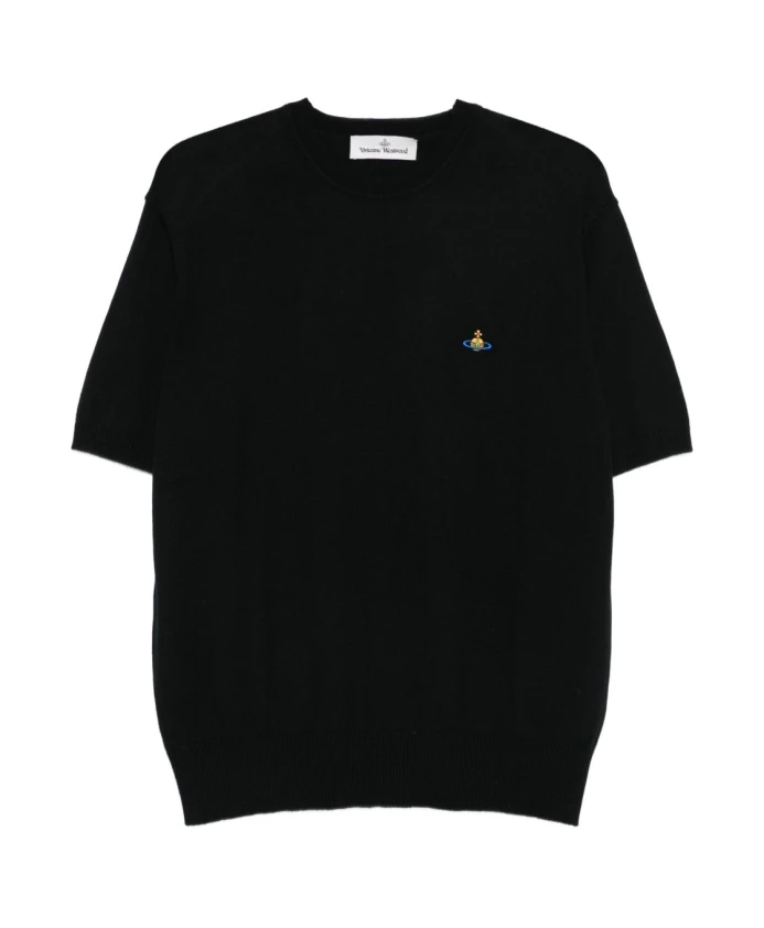 

Черная футболка с круглым вырезом из смеси хлопка и кашемира. Vivienne Westwood, черный
