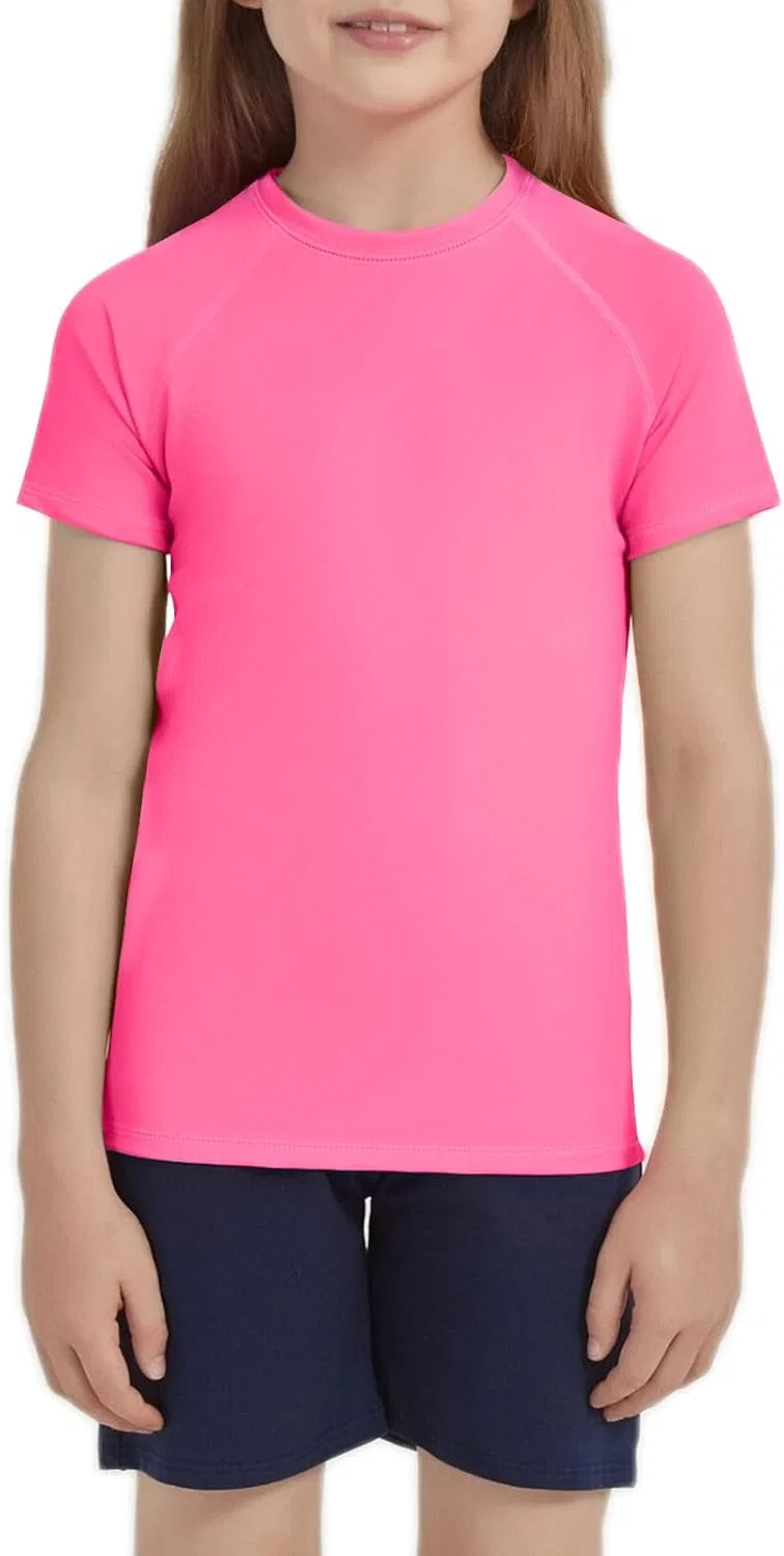Детская футболка для плавания UPF 50+, Shouldin, Neon Pink