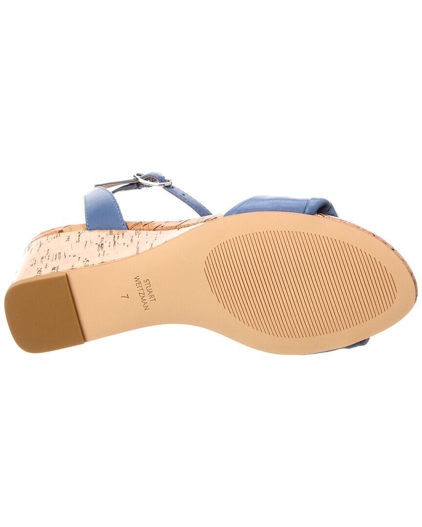 Кожаные сандалии на танкетке Stuart Weitzman Everly 75, синий