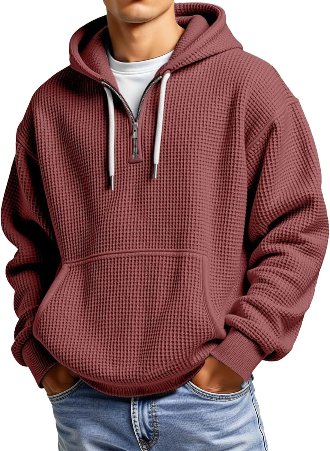 Толстовка мужская Knit Hoodie Pullover Quarter Zip
