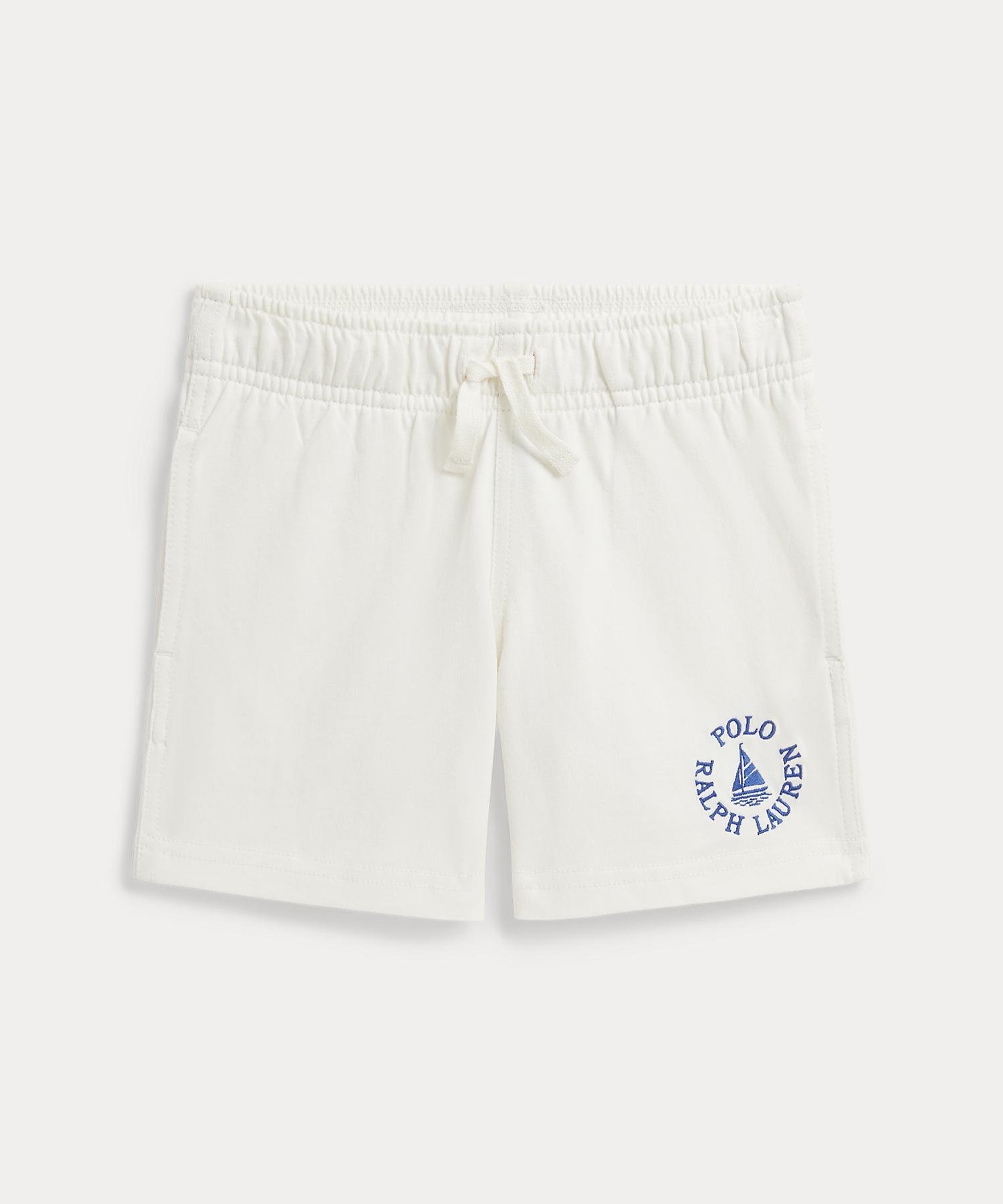 (Для мальчиков 2-7 лет) Хлопковые трикотажные шорты с логотипом Polo Ralph Lauren, 100 White