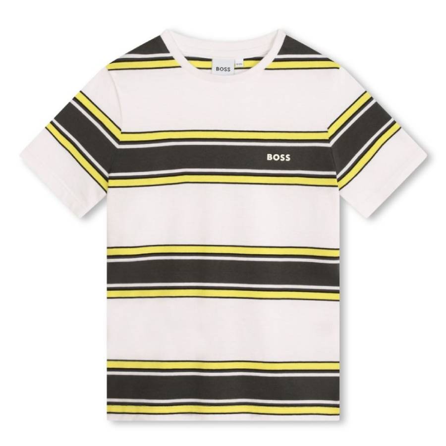 

Hugo Boss Мальчики Логотип Полоска Хлопковая Футболка, желтый