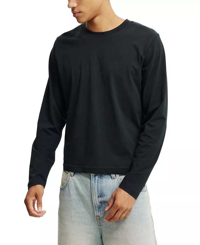 

Мужская укороченная футболка с длинным рукавом COTTON ON, черный