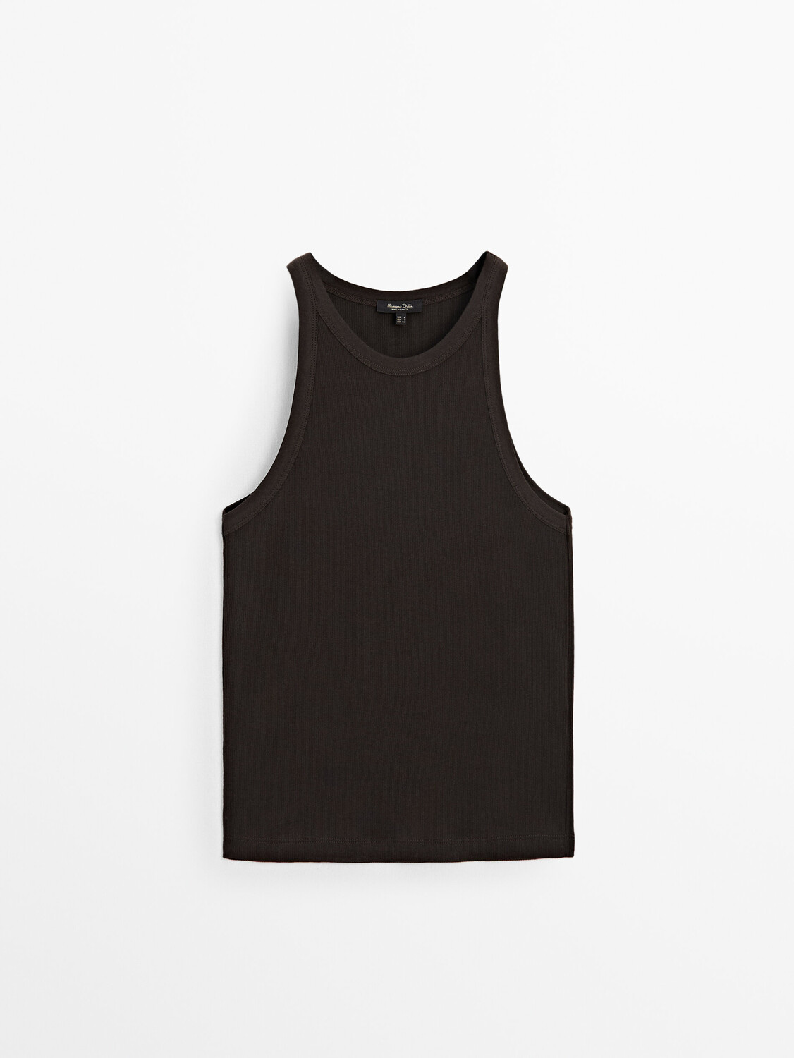 

Майка из хлопка в рубчик Massimo Dutti, коричневый