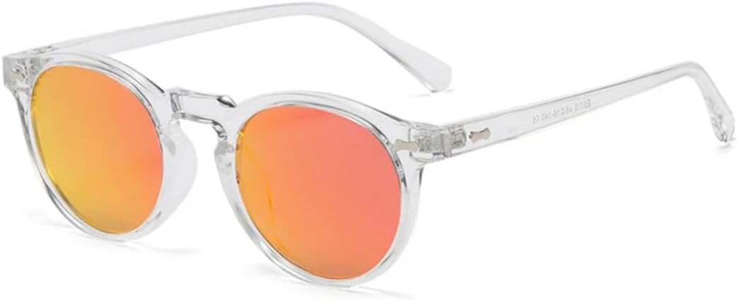 

Солнцезащитные очки для мужчин и женщин - защита от УФ-излучения UV400 - круглые заклепки, темно-зеленый цвет, в стиле панк, для занятий спортом на открытом воздухе и вождения DSVIGF, Transparent Red