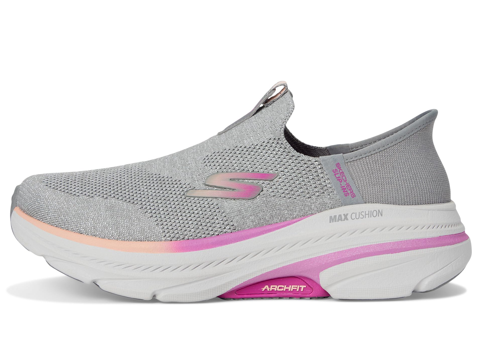 Кроссовки SKECHERS Max Cushioning Arch Fit 2.0 Cambridge Hands Free Slip-Ins, Gray/Pink — фото 4