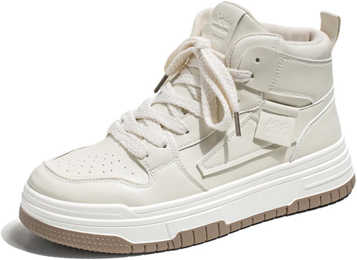 

Мужские высокие кроссовки на толстой подошве с шнуровкой, модные повседневные обувь для уличного стиля и ежедневной ходьбы Zhoupulp, бежевый