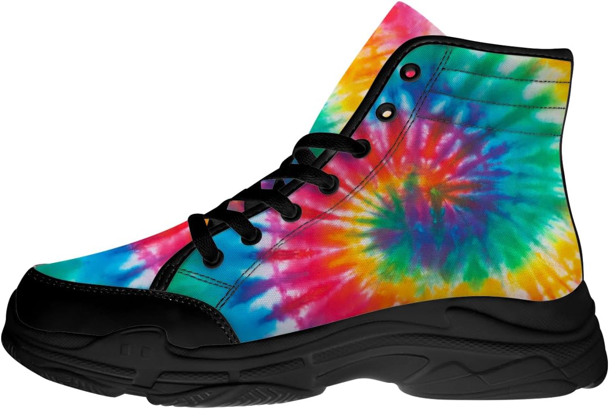 

Кроссовки Quorax для мужчин и женщин с высокой посадкой и эффектом тай-дай, на шнуровке, из хлопка, подарок для него и для нее, синий/зеленый/розовый