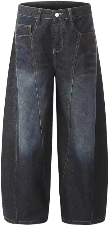 Джинсы свободные, Women's High Waisted Retro Jeans Loose Fit Winter Thick Wide Leg Trousers, 37