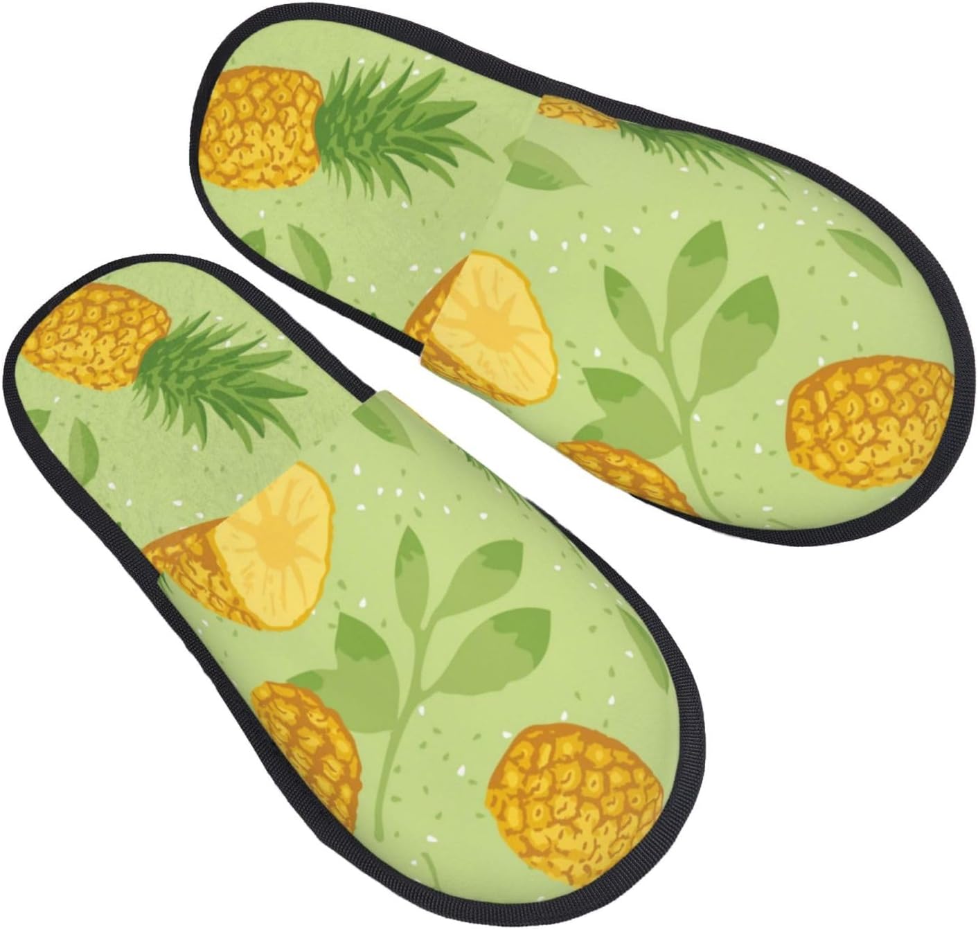

Мужские и женские домашние тапочки Tjama с узором из ананаса и листьев, хлопковые, теплые, дышащие, мягкие пушистые тапочки, черный
