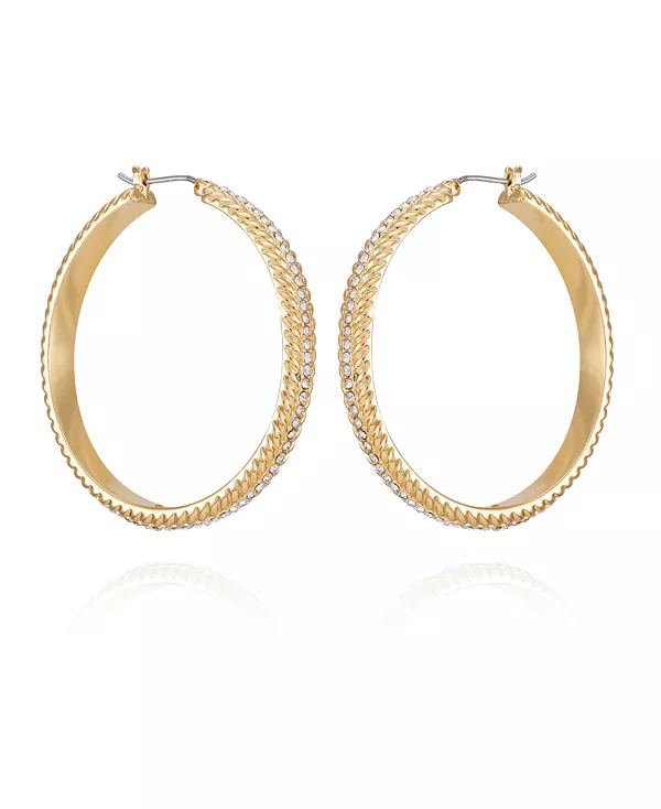 

Круглые серьги-кольца золотистого тона с текстурой T Tahari, gold