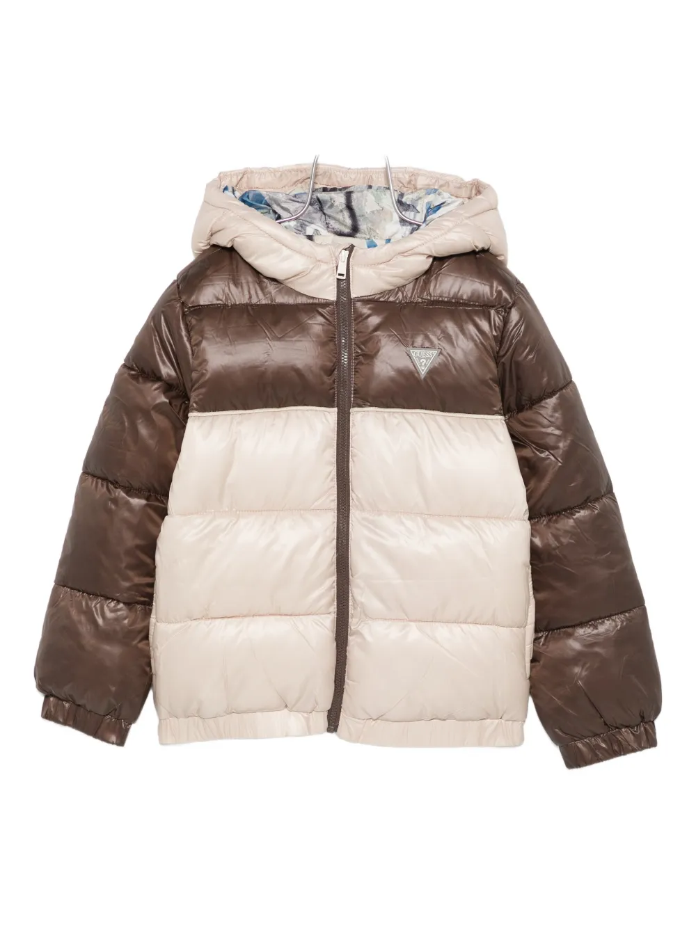 

Куртка с капюшоном и цветовой блокировкой Guess Kids, бежево-коричневый