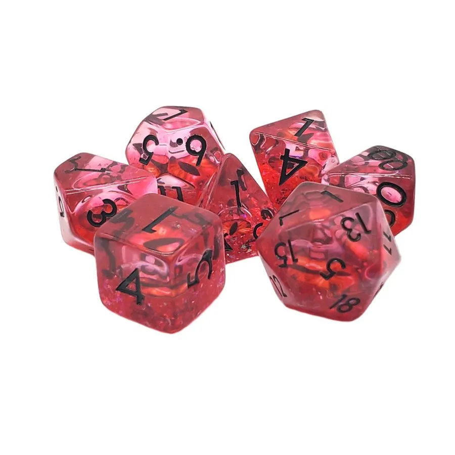 

Poly Set Dragon Eye — красный с черным (7), Acrylic-Resin Dice - Infused, Dragon's Eye