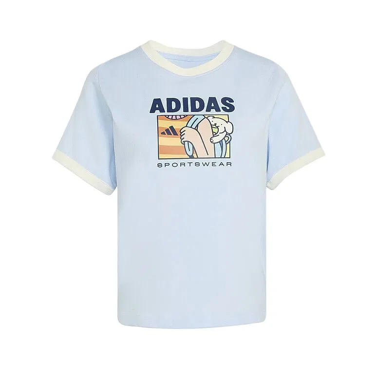 Футболка женская Blue с круглым вырезом, средней посадки Adidas