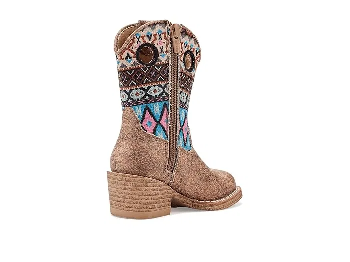 Ботинки с квадратным носком Willow Aztec Roper Kids, Tan Faux Leather Vamp — фото 4