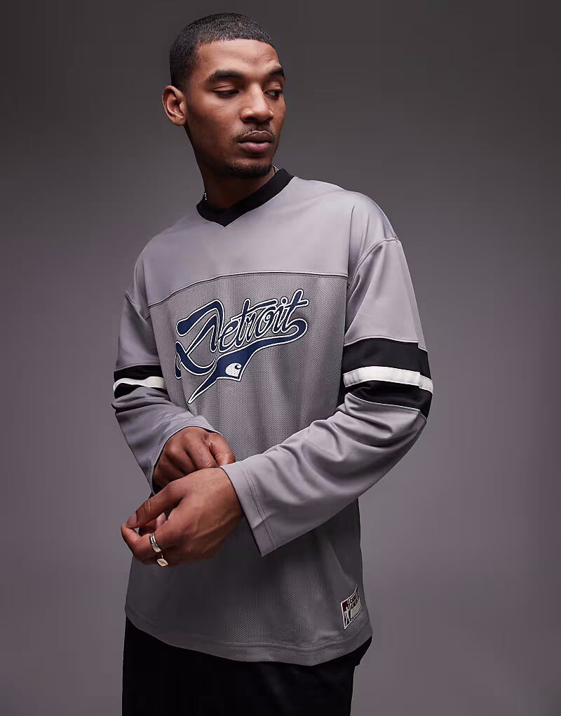 

Футболка Carhartt WIP detroit mesh с длинными рукавами серого цвета