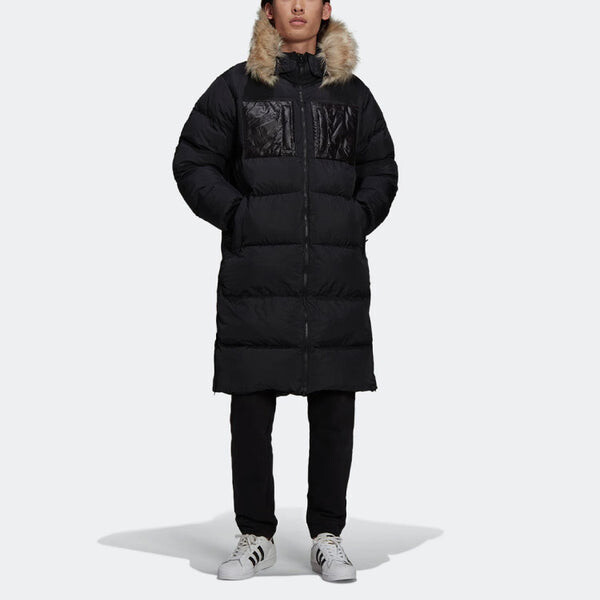 Пуховик adidas Regen Puff Long Casual Stay Warm Sports hooded down Jacket Black, черный — фото 2