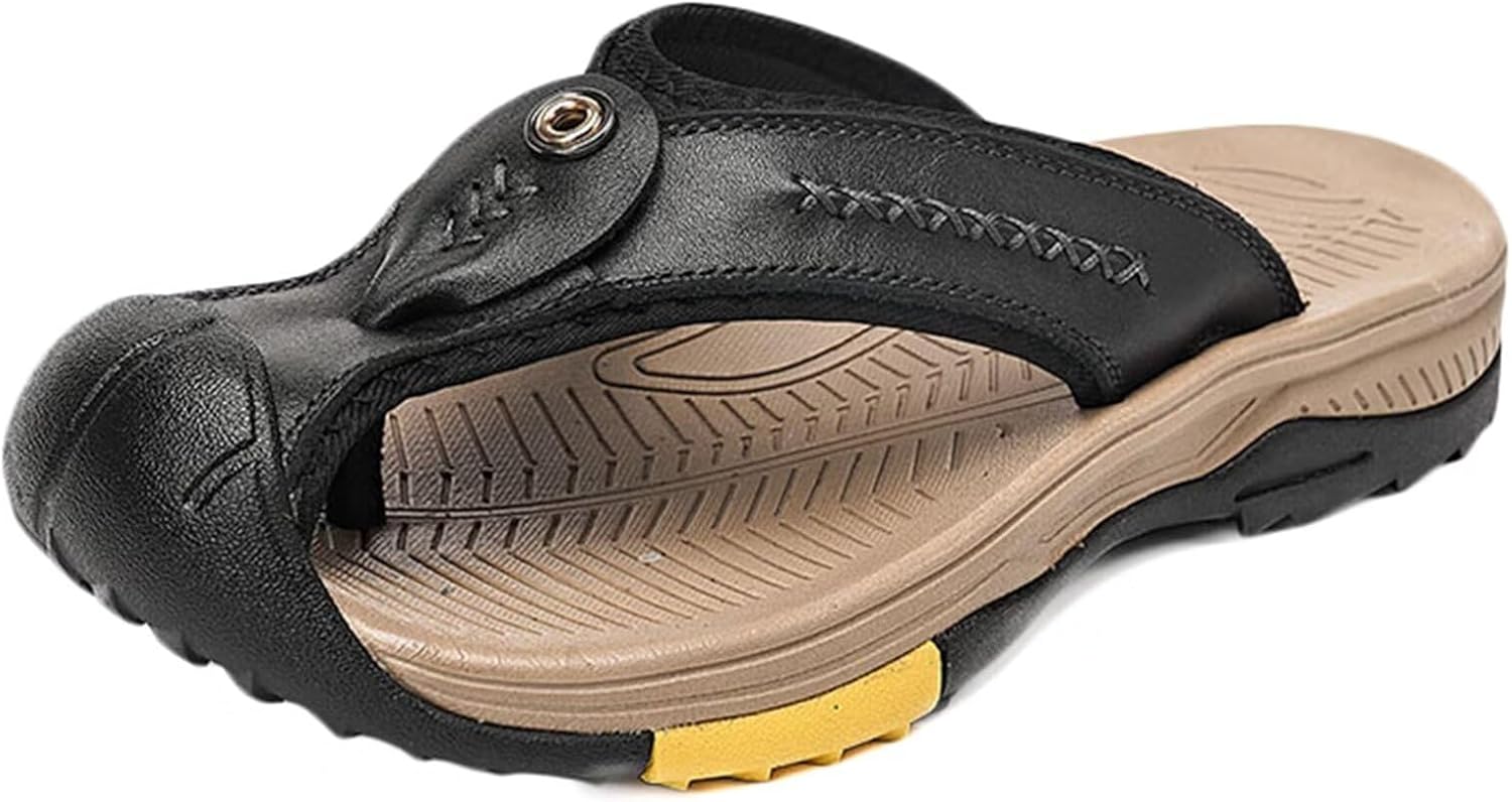 

Мужские вьетнамки HNVAVQ с закрытым носком, летние пляжные и спортивные сандалии, повседневные кожаные сандалии для ходьбы, B