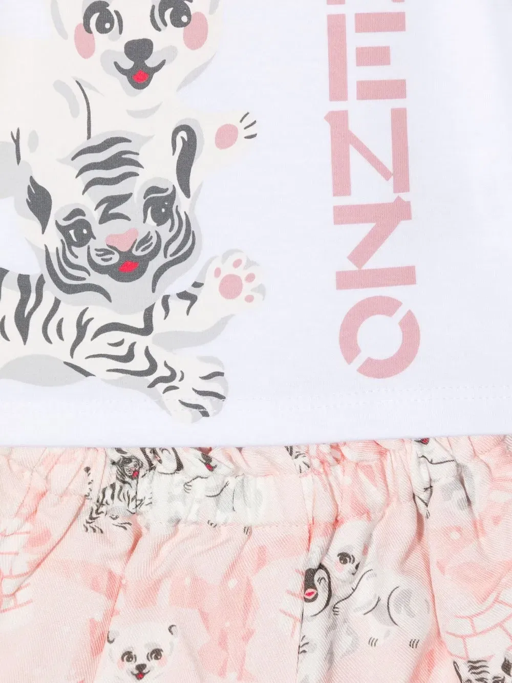 Спортивный костюм с принтом тигрят Kenzo Kids, розовый — фото 3