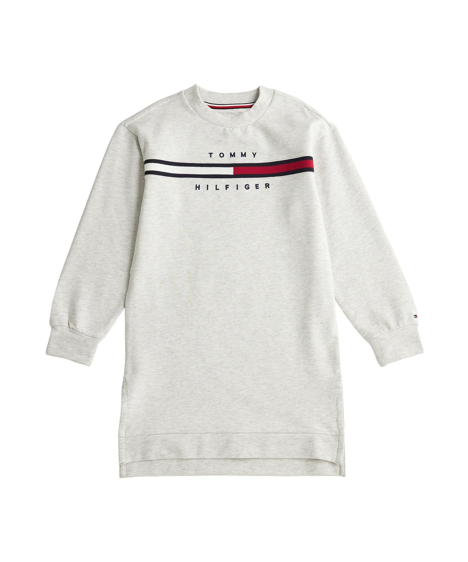 Девичье платье с круглым вырезом и ребристой вставкой TOMMY HILFIGER, Gray P1N