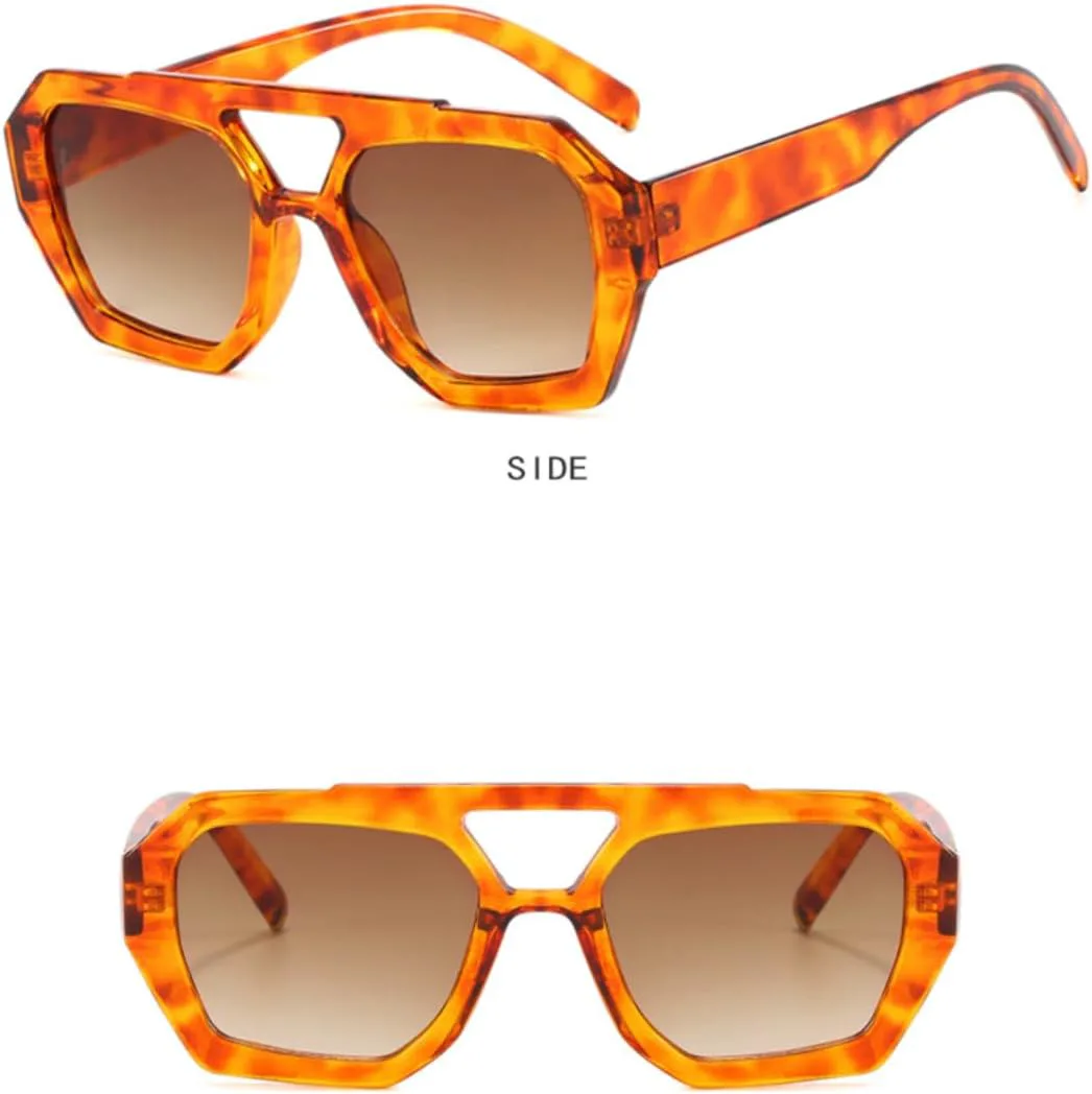 

Винтажные солнцезащитные очки неправильной формы с двойной перемычкой для женщин и мужчин с защитой от УФ-излучения UV400, сине-зеленые UUPTTPL, Black Gray