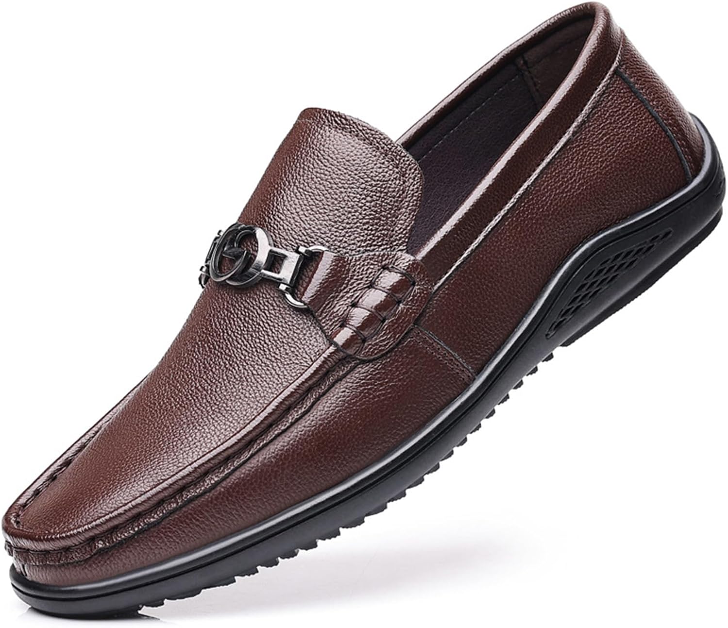 

Мужские слипоны KYOESCAI, туфли с цепочкой, нескользящие, удобные деловые туфли, классические мокасины, коричневый