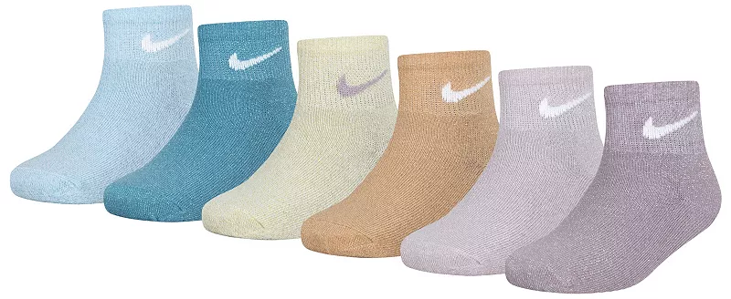 

Набор четвертных носков Nike с люрексом, 6 пар, цвет Football Gray