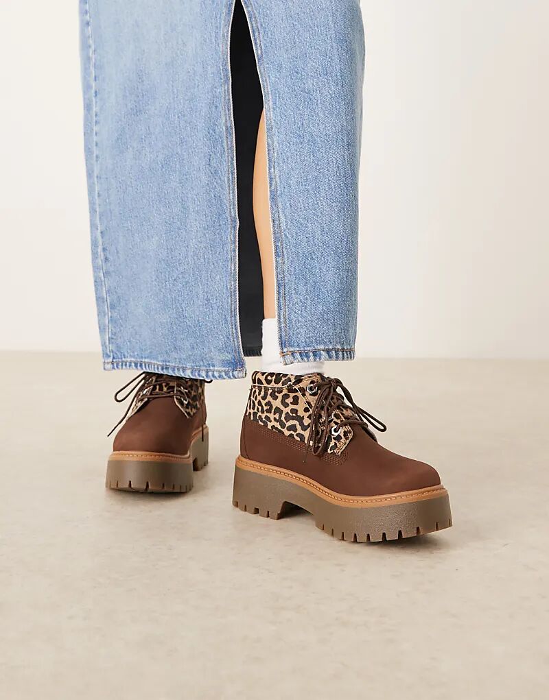 Ботинки Timberland Stone Street Nellie с леопардовым принтом, коричневый
