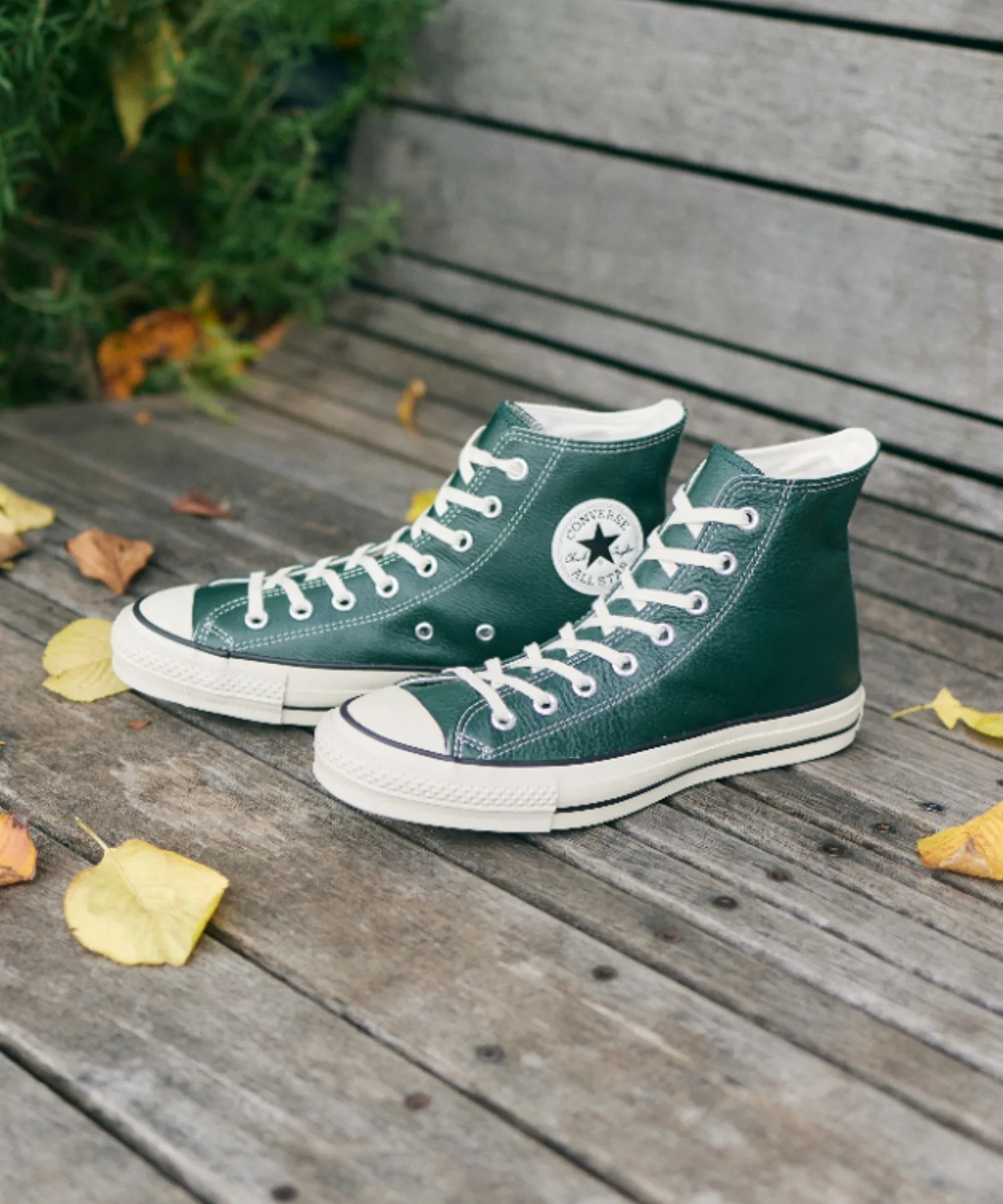 Унисекс кожаные высокие кеды All Star J HI CONVERSE зелёные — фото 3