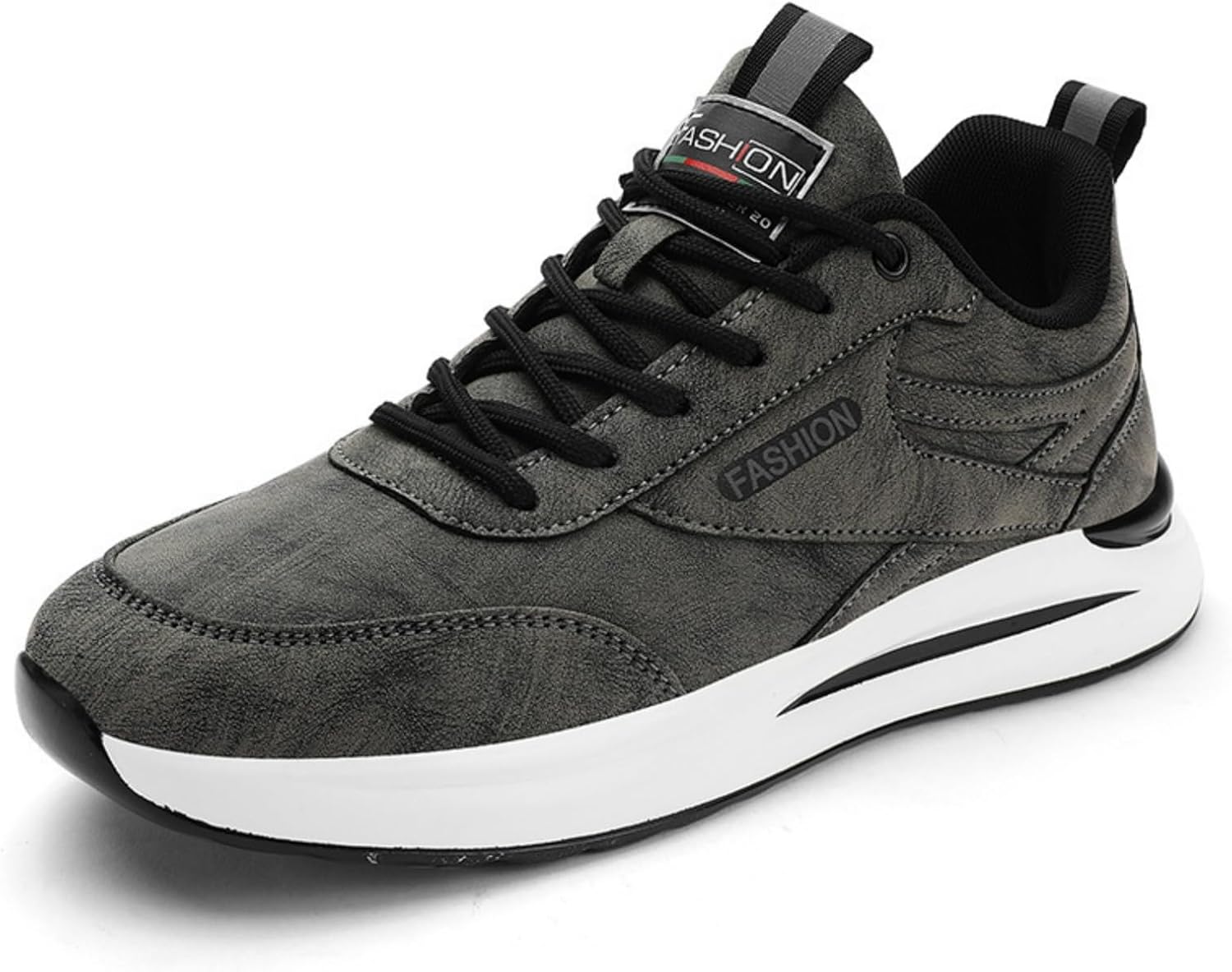 

Мужские повседневные спортивные кроссовки с невидимой конструкцией, увеличивающей высоту, кожаный верх, шнуровка, дышащая и мягкая подошва, рабочая обувь, подходят для спортзала, активного отдыха и вождения Houdbdol, серый