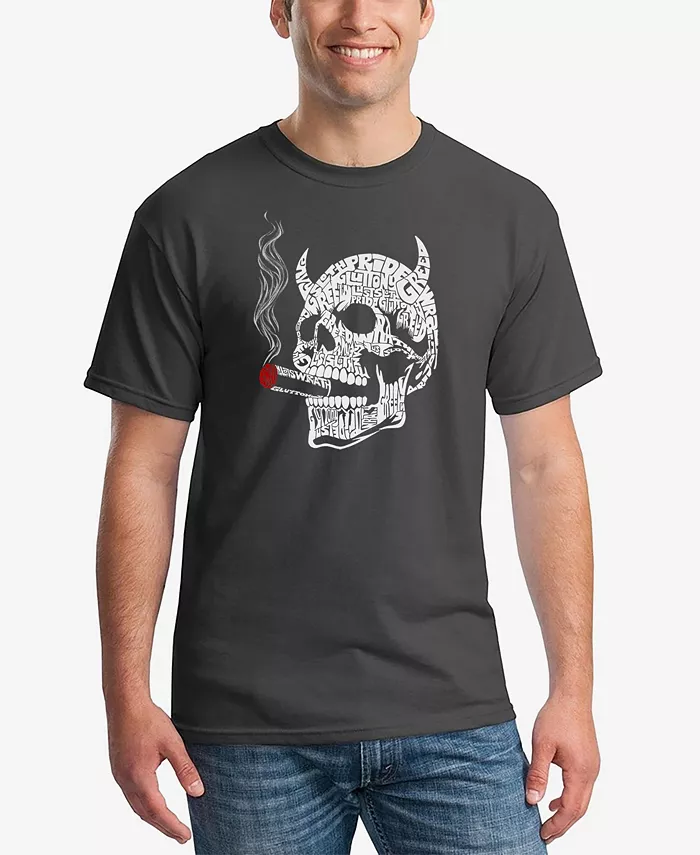 

Мужская футболка 7 Deadly Sins Skull Word Art LA Pop Art, серый