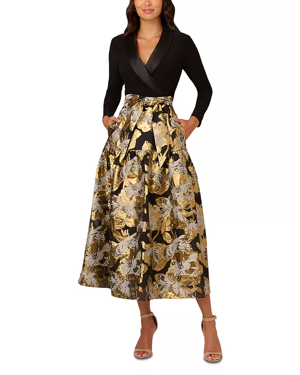 

Платье с цветочным жаккардовым принтом в комплекте Adrianna Papell, мультиколор