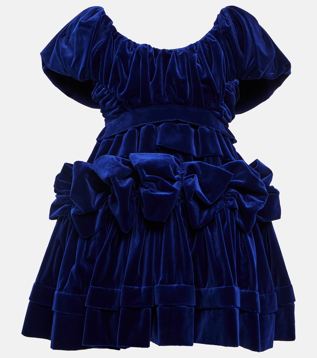 

Бархатное мини-платье с рукавами-фонариками Simone Rocha, синий