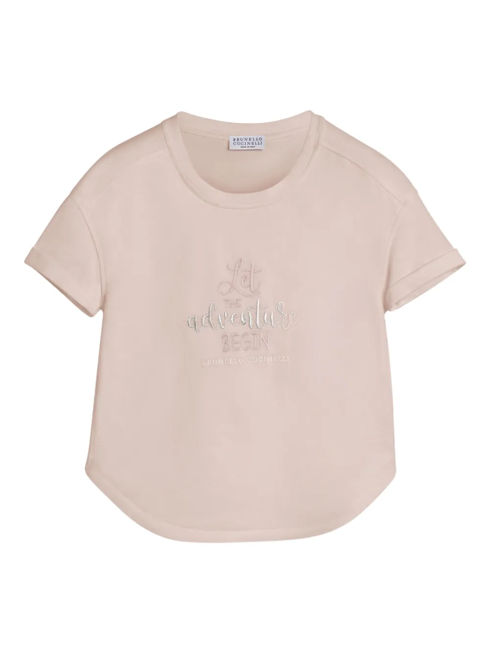 

Футболка с вышитой надписью Brunello Cucinelli Kids, розовый