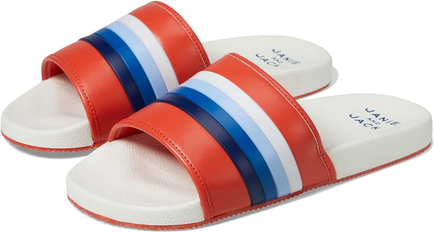 

Сандалии Janie and Jack Boys Stripe Pool Slide, красный