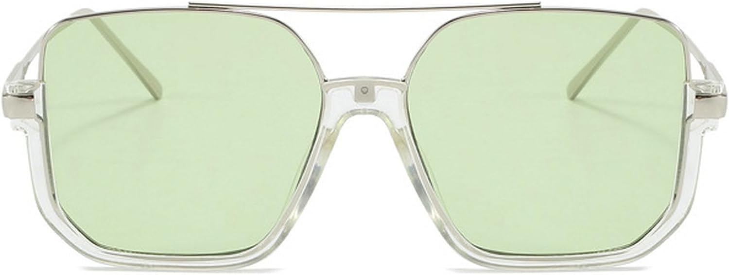 

Винтажные солнцезащитные очки большого размера, модные квадратные очки для мужчин и женщин, стильный и популярный дизайн, защита от ультрафиолета UV400 mincl, Clear Green