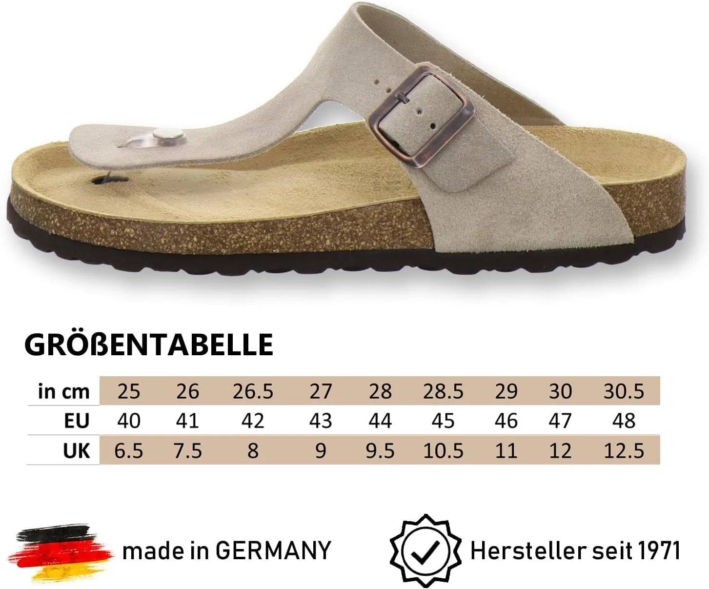 Удобные мужские кожаные сандалии AFS-Schuhe со стелькой, производство Германия, Quartz Velour — фото 3