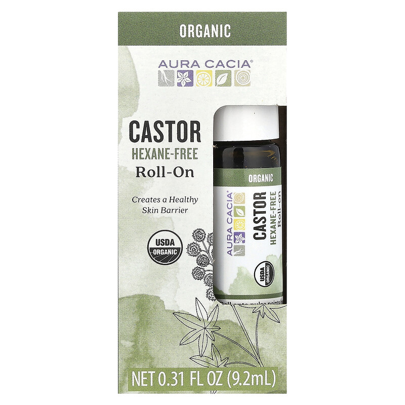 Aura Cacia, Roll-On, касторовое средство, 9,2 мл (0,31 жидк. Унции) — фото 2