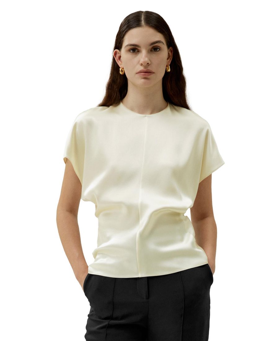 

Женский короткий шелковый топ с рукавами летучая мышь, облегающий фигуру LILYSILK, Lily white