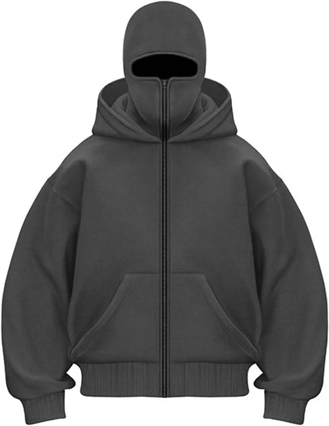 

Мужской балаклава худи с полумолнией и двойным капюшоном ветрозащитный спортивный костюм