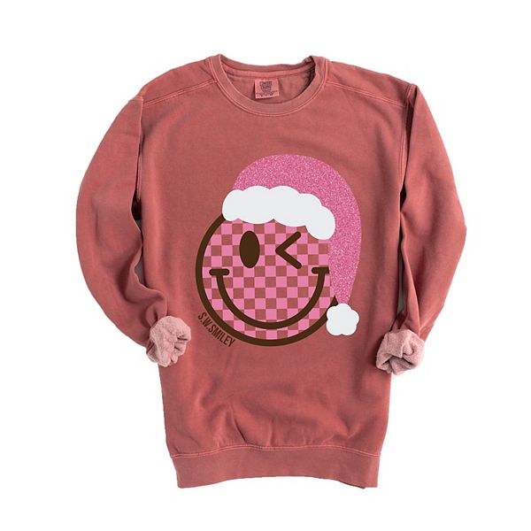 

SWSmiley glitter santa hat - женский свитшот с принтом Simply Sage Market, Crimson