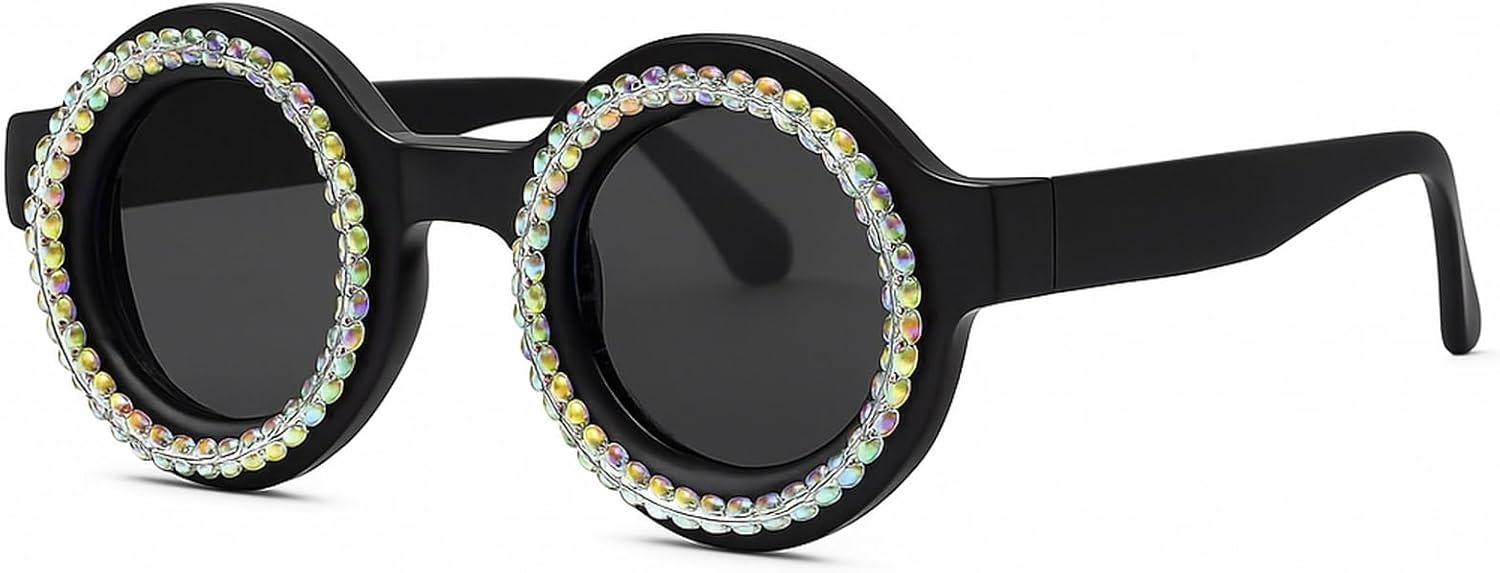 

Женские солнцезащитные очки Laureles со стразами, стильные овальные солнцезащитные очки, винтажные круглые солнцезащитные очки, мужские круглые очки с бриллиантами, C1