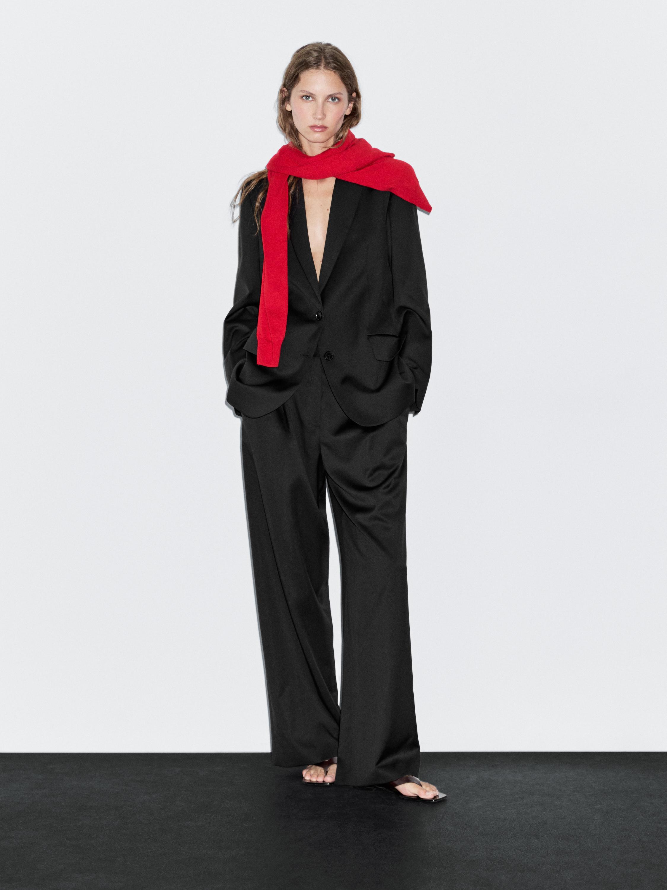 

100% очень тонкая шерсть, плиссированные брюки Massimo Dutti, черный