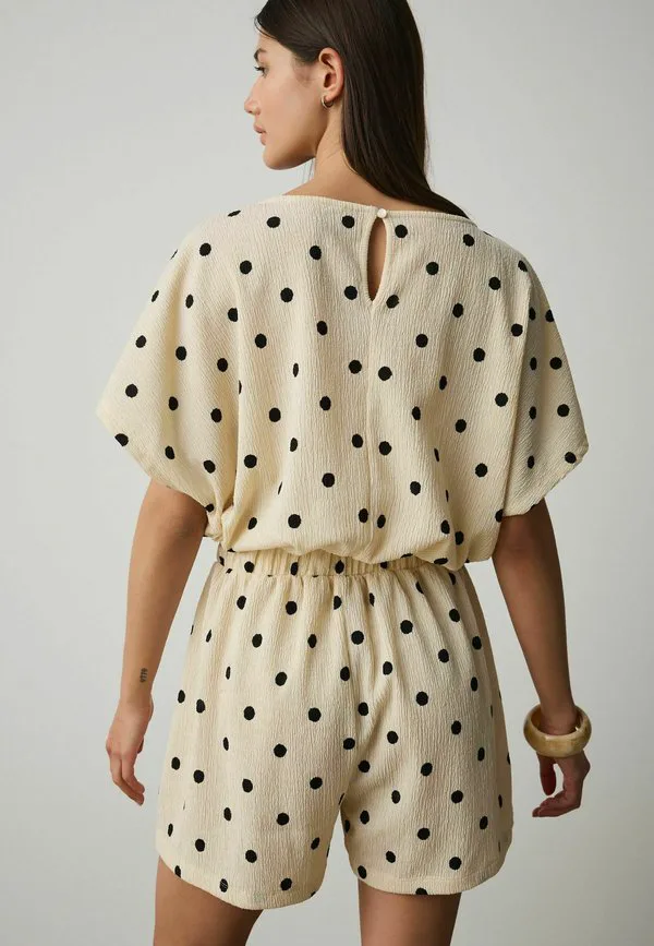 Комбинезон с короткими рукавами и v-образным вырезом Next, Black Ecru Polka Dot — фото 2